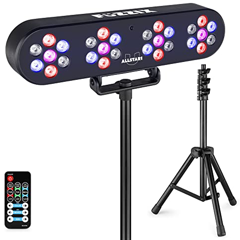 Fuzzix AllStar1 Lichteffekt Set mit Stativ und Fernbedienung - LED Partylicht - Mobile DJ Lichtanlage Musikgesteuert - Lichtorgel - DJ Licht - Disco Lampe - Schwarz