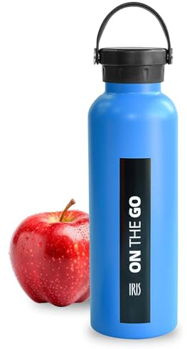 Botella Térmica 750ml - Botella Agua Acero Inoxidable Térmico Doble Pared Aislada al Vacío Mantiene 15h Frío / 9h Calor, Termo Agua Fría Hermética a Prueba de Fugas Bottle con Asa, sin BPA, Azul