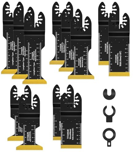 Loyala 12Pezzi Titanio Lame Utensile Multifunzione Accessori per Utensili Oscillanti Lame Multifunzione Compatibili con DeW Makita Rockwell Bosch Milwaukee (12pz)