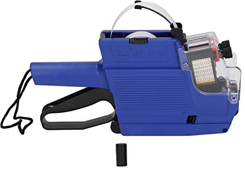 MX6600 Price Tag Gun 10 Digits 2 Lines Labeling Machine Double Line Price Label Paper Labeler Marker Attacher Tool for Office Grocery Retail Store (Blue)