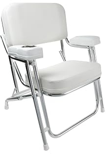 Vinland Marine Aluminum Folding Deck Chair Boat Seat w/Flush Cup Holder, Pontoon Folding Boat Seats, Boat Deck Chairs, Boat Chairs Folding, Pontoon Boat Captain Chair, Folding Boat Chair, Dock Chairs