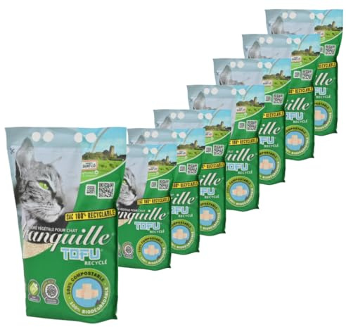 Tranquille - Litière Végétale pour Chat Agglomérante au Tofu Recyclé 4 litres - Lot de 8