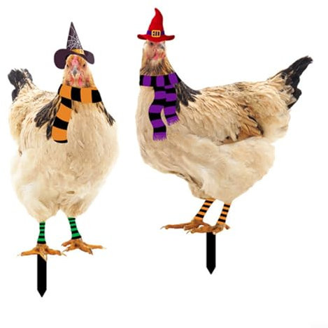 URPIZY Piquets de jardin, figurine de poulet, décoration de jardin, animaux, poussins, figurine décorative, figurines, décoration de Pâques, tabouret, clôture en acrylique, pelouse, cour (TYU210A+B)