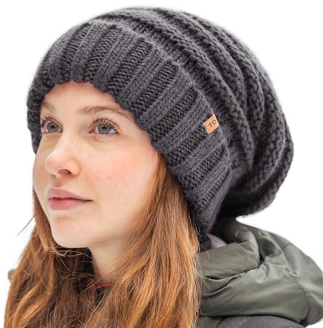 TOP-EX M/L/XL 100% Lana Berretto Morbido per Donna, Cappello Invernale con Fodera in Pile, Cappelli Caldi Lavorati a Maglia, Taglia unica