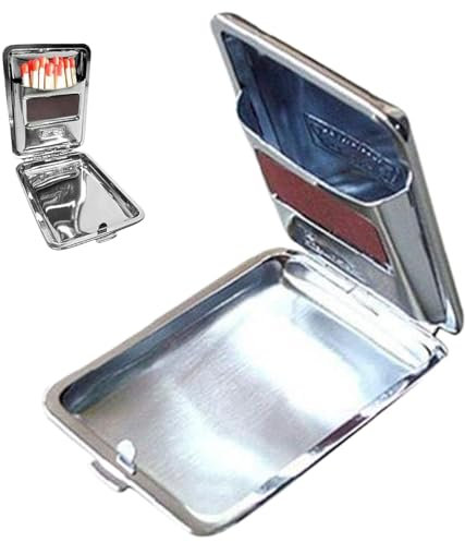 NIDONE Match Box Box Match Box Mini Boîte d'allumettes en Acier Inoxydable avec Plaque de frottement étanche Silver Match Hatter Mini Portable Match Box Sash pour Le Stockage de Match