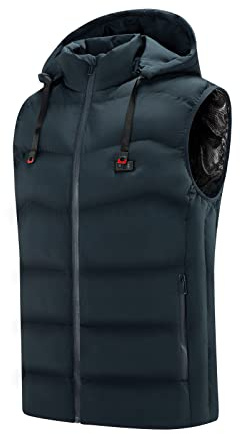 Men's Heated Gilet UK Clearance Electric Heated Vest Washable Heated Hoodie USB Heater Clothing Jacket Heated Body Warmer with 9 Heating Zones Adult Motorcycle Outdoor(No Power Bank)