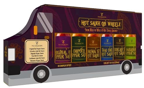 Tilz, Hot Sauce Geschenkset – Street Food Chili Sauce Geschenkset, Gourmet Geschenke – Buffalo, Sriracha, Chili, Barbecuesaucen, Chipotle – 6 Flaschen Hot Sauce für BBQs, Hot Sauce Geschenksets