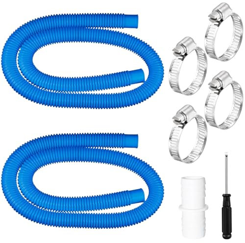 Tuyau Piscine 32mm,2 Pièces 150 CM Tuyau de Piscine avec 4 Pinces Métalliques,pour Pompe à Filtre Eau Arrosage Bassin