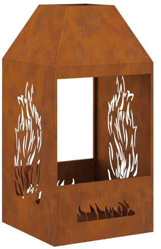 vidaXL Focolare Rustico in Acciaio Inox con Schermo Anti-Spark | Durabile e Resistente alla ruggine | Ideale per balconi e patii | può ospitare Fino a 4 Persone | Camino da Giardino riscaldante | in