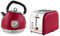 Bargain Shack Stainless Steel 2200W 1.8L Rapid Boil Electric Kettle & 2 Slice Wide Slot Toaster 900W with 6 Browning Controls 2Pcs Matching Kitchen Sets (Red)
