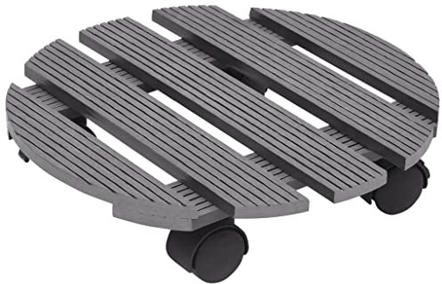 Eleganz WPC - Rullo per piante, 2 pezzi, colore grigio, Ø 30 x 7,5 cm, durevole ed ecologico, ideale per la cura del giardino e della terrazza