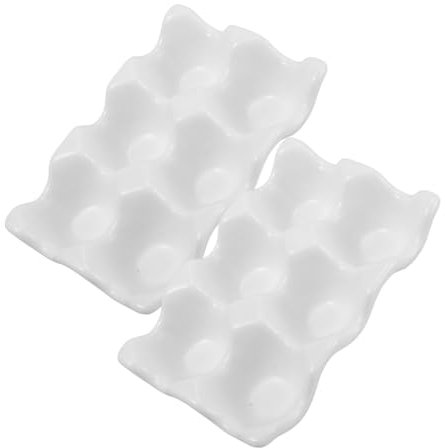 NUOBESTY Porte-œufs En Céramique Blanc Pour Réfrigérateur Et Comptoir – Plateau De Rangement Stable Et Peu Encombrant Pour 12 Œufs – Support Polyvalent Et Facile à Nettoyer Cuisine Et Conservation