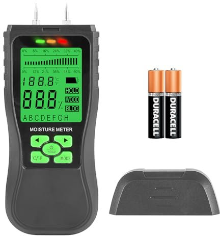 Wood Moisture Meter Damp Meter Detector for Wallboard Masonry Hardwood Softwood and Other Building Materials Moisture Detection