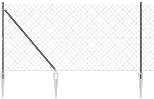 vidaXL Cerca de Cadena con 7 Postes con púa 1.2 x 10 m. Hecha de Acero Galvanizado y con Acabado Mate. Moderna y Solo para Uso Exterior Barrera para Jardín o Terraza. Panel Resistente