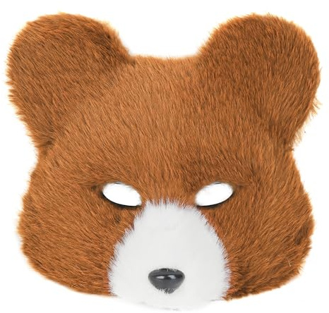 YJZQ Demi-Masque Ours Halloween Masque réalistes fausse fourrure 20x20CM - 2 Style Demi-Visage peluche & Complet de Visage Déguisé Cosplay Théâtre