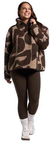 OHS Fleece Pullover Half Zip Women, Gifts for Women Outdoor Clothing Ladies Winter Coats Super Soft Cosy Jumpers Warm Fleece Print Jackets Perfect for Hiking Walking Camping - S/M, L/XL