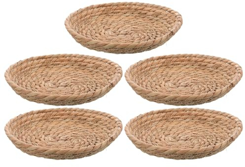 GALPADA Nidos para Pájaros Tejidos Paja Natural, 5 Unidades, Diámetro 19-21 Cm, Cama Pequeña Transpirable para Gallinas Ponedoras y Aves Pequeñas, Decoración Funcional para Jaulas