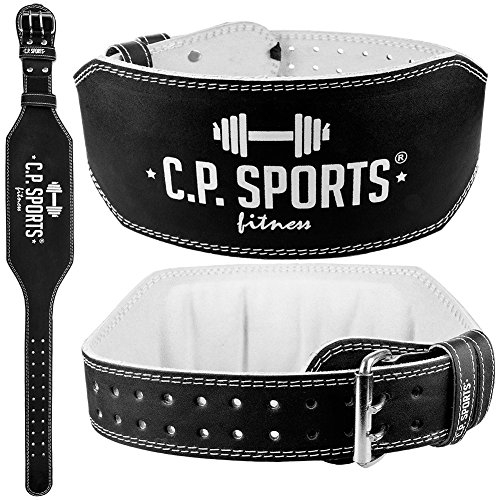 C.P.Sports Gewichthebergürtel Leder extra breit | Größe S mit Logo | Ideal für Bodybuilding, Fitness und Krafttraining | Kraftsport Gürtel, Power-Belt, Weightlifting Belt