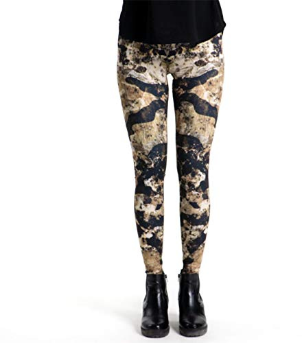 cosey - Bunte Bedruckte Motiv-Leggings (Einheitsgröße) - Design Marmor Camouflage