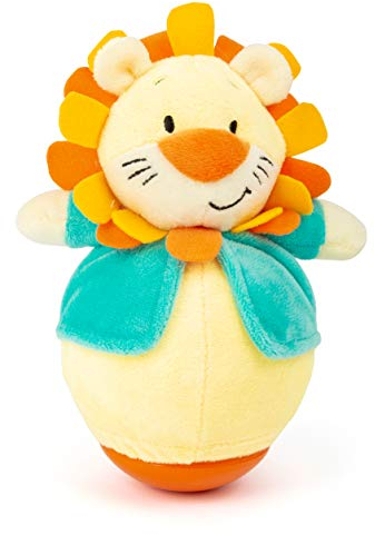 Small Foot Roly Poly Löwe, Stehauffigur aus Plüsch zum Greifen und Fühlen, Lernspielzeug für Baby und Kleinkind, 11426
