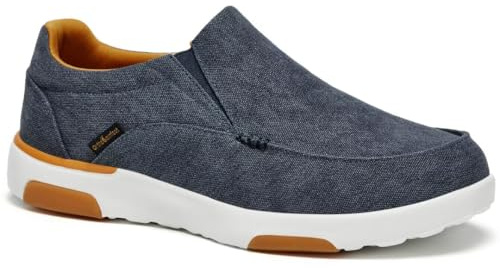 OrthoComfoot Zapatos ortopédicos cómodos sin cordones para hombre con soporte de arco, mocasines ortopédicos para fascitis plantar, zapatos planos de lona para el ocio, zapatos planos vintage para