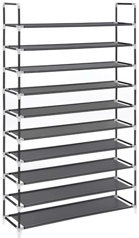 Alightup Étagère à Chaussures de 10 Niveaux, Organiseur à chaussures, Porte-chaussures, Rangement à Chaussures en Non-tissé, pour Salon, Vestiaire, Entrée, 100 x 29 x 175 cm, Noir