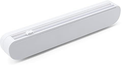 FIYSON Cortador de láminas de plástico, dispensador de film transparente, caja de almacenamiento y corte ajustable, para papel de aluminio, separación lisa, cocina casera, restaurante