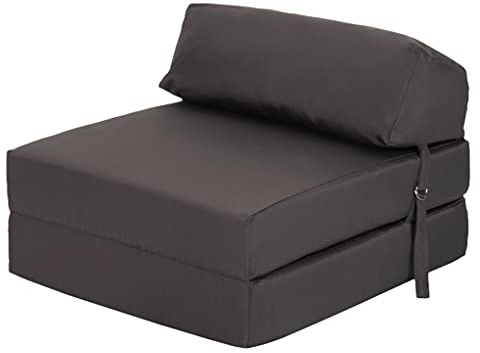 Ready Steady Bed Chaise Pliante Z-Fold Confortable | Canapé-lit Futon léger | Housse Souple et résistante à l'eau | Matelas Zbed de Conception Ergonomique (Gris foncé)
