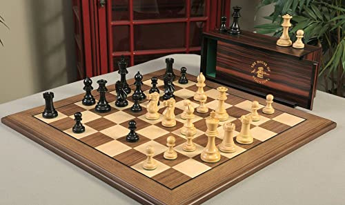The Superior Grandmaster Chess Set, Box, & Board Combination (Ebonized Boxwood & Natural Boxwood)