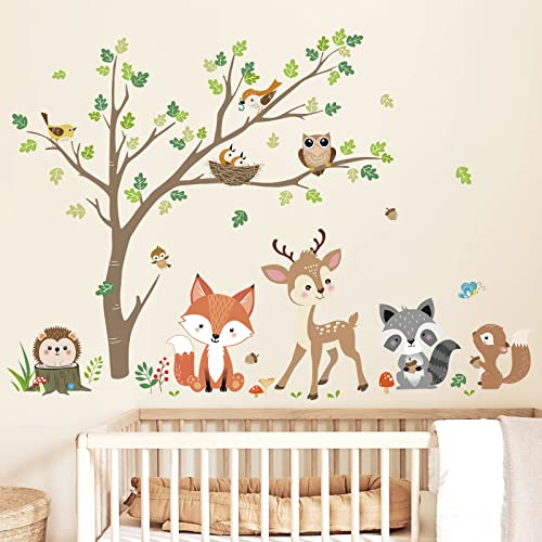 decalmile Pegatinas de Pared Animales Bosque Vinilos Decorativos Ciervo