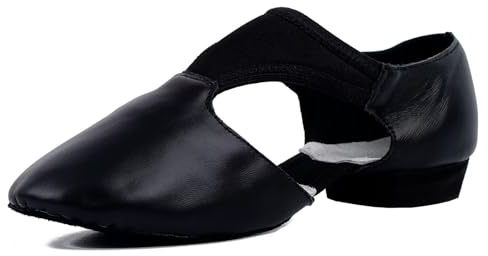 s.citron kvinnor flickor svart läder delad sula grekisk sandal dans sko jazz undervisningsskor, Svart, 40 EU