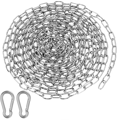 Chaîne en Acier Inoxydable, Maillons Soudés en Acier, 5 Mètres Maillons de Chaîne Robustes, 1,5mm Chaîne de Sécurité en Acier Galvanisé pour Porte de Clôture, Vélo, Chaînes de Levage
