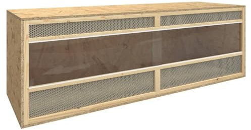 Brokky Terrario in Legno Multistrato 144x46x48 cm, Terrario Grande per Serpenti e Lucertole con Ventilazione Laterale