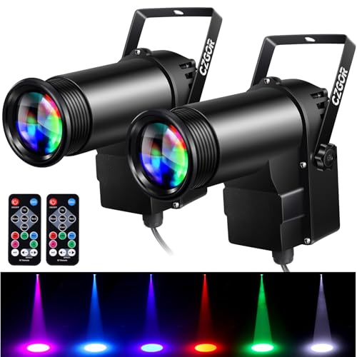 Pinspot Light 15W DMX 2 Pack, Czgor RGBW Disco Ball Lights with Remote Control, DMX512, Sound Activated Pin Spotlight for Party Wedding DJ Disco Shows