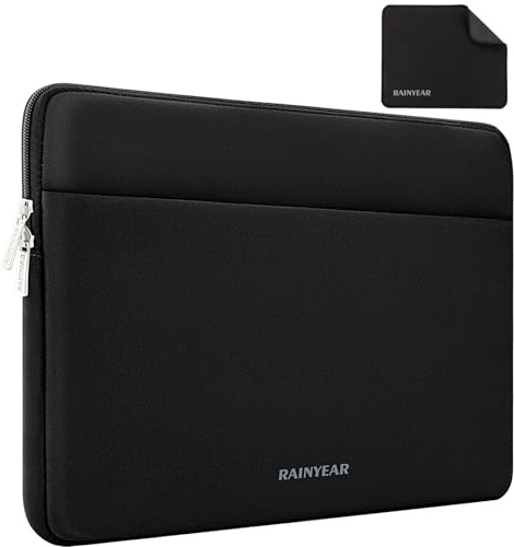 RAINYEAR Laptop Sleeve for 13 Macbook Air M5 M4 M3 M2 A3449 A3240 A3113 A2681 A2338 A2337, Macbook Neo A3404, Compatible with 14 Inch Macbook Pro, 13 inch Notebook Chromebook Padded Case, Black