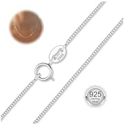 CASSIECA 925 Plata Esterlina Cadena 1mm Eslabón Cuadrado Cadena Collar Cierre de Anillo de Resorte Delgado Robusto Collar de Plata de ley para Mujeres Hombres 40 cm