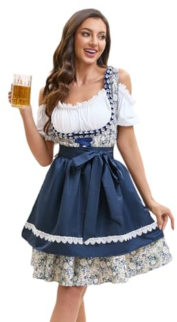 YTWS Oktoberfest Outfits Women German Dirndl Dresses Bavarian Costumes(M)