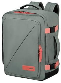 American Tourister Take2Cabin - Wizz Air/Vueling Kabinentasche 30 x 20 x 40 cm, 26.5 L, 0.60 kg, Handgepäck, Flugzeug Rucksack MS, Grau/Rosa (Sage/Coral)