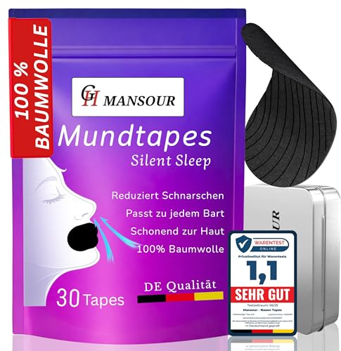 30× Premium Mundpflaster Medizinische Latexfreie Anti Schnarch Mouth Tapes gegen Schnarchen Sicherer Halt Atmungsaktive Mundtapes Schnarch Stopper für bessere Nasenatmung und besserer Schlaf
