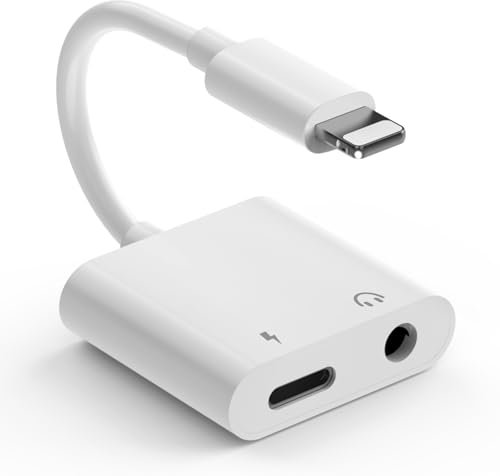 Lightning auf Klinke Adapter 【MFi zertifiziert】 iPhone AUX Adapter und Laden 3,5mm Audio Kabel Konverter 3,5mm Kopfhöreranschluss Adapter für iPhone 14/13/12/11/X/XS/XR/8/7