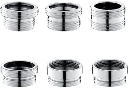 Köksblandare Adapter Set 18/20/22/24 mm Till 22 mm Med Bricka Metall Hane Hona Sparande kran Luftare Anslutning Badrumstillbehör, Adapter Set, 6 PC