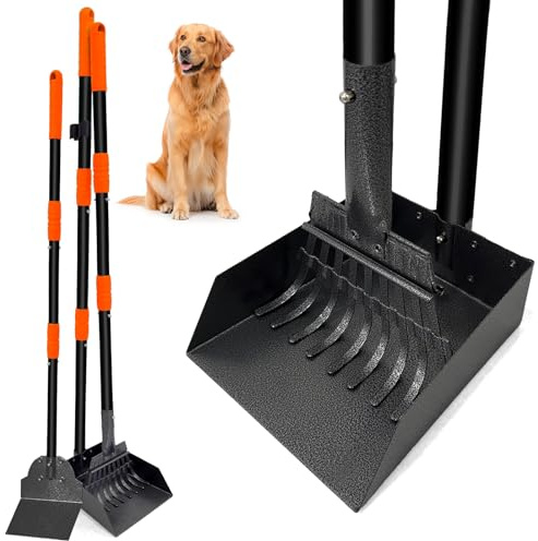Niubya Paletta Raccogli Feci per Cani con Manico Lungo, Raccoglitore Escrementi Cane in Metallo, Telescopico Paletta Raccogli Cacca Cane Set per Esterno Interno Giardino Ghiaia Erba