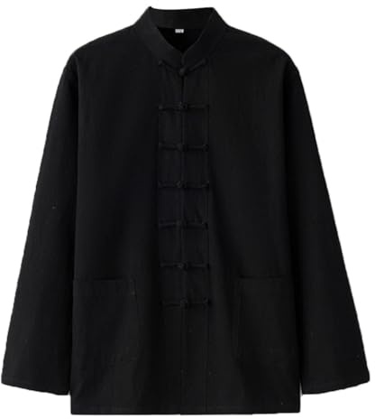Cotton Linen Tai Chi Uniform Large Size Loose Kung Fu Shirt Tang Suit Men Martial Art Jacket black-5XL