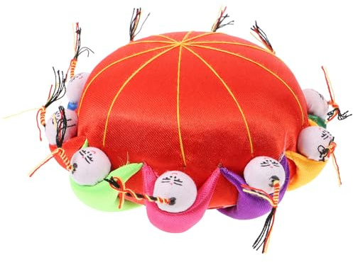 SOESFOUFU Alfiletero Muñeca Rojo de Algodón Redondo para Coser, Herramienta de Costura Doméstica para Guardar y Organizar Agujas Diseño Adorable y Portátil