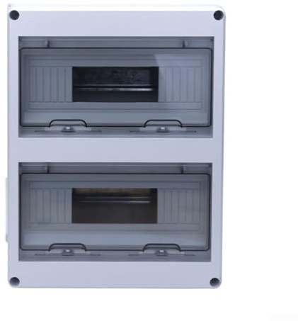 24 Circuit Surface-Mounted Distribution Box, IP65 Rainproof ABS Electrical Fuse Box with Flip Window for Home, Factory, Construction Site, White