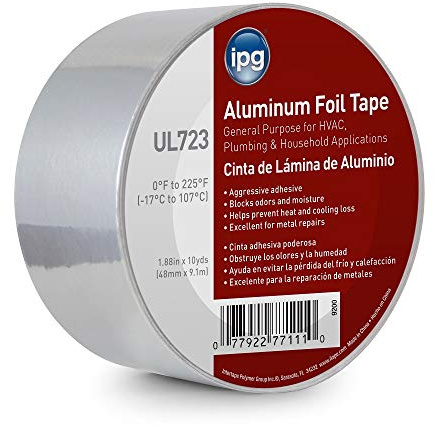 IPG Aluminum Foil Tape, 2 x 10 yd, Silver (Single Roll)