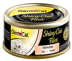 GimCat ShinyCat Filetto di pollo, Mangime per gatti con filetto succulento senza aggiunta di zuccheri per gatti adulti, 24 scatolette, 24 x 70 g