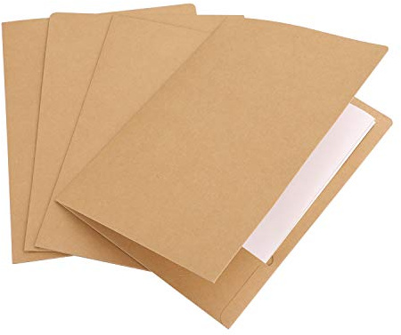 Lot de 10 Chemises Cartonnées avec Rabat à Deux pochettes A4 Dossier de Fichiers à Insertion en Papier Kraft Chemise de Protège-Certificat Diplôme Discours Contrat Commercial pour Bureau Scolaire