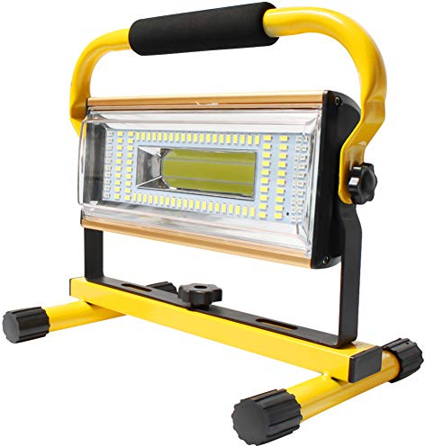Orchidtent 80W Projecteur de Chantier LED 7000 Lumens Lampe de Chantier Puissante Portable Rechargeable Spot Extérieur à LED étanche IP65 Lampe Travaux pour Camping,Pêche,Noctur
