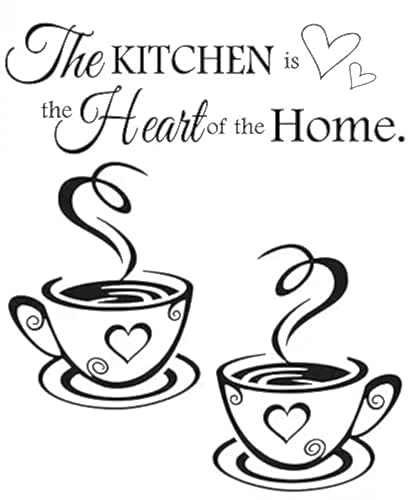 Wajade Kitchen is The Heart of The Home Wall Sticker Quotes Motivational Wall Decals,Family Inspirational Wall Stickers for Kitchen Dinning Room Decoration